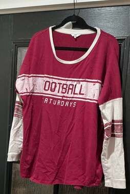 Crown & Ivy Football Saturdays Sweatshirt Size XXL Red White Long Sleeve Top